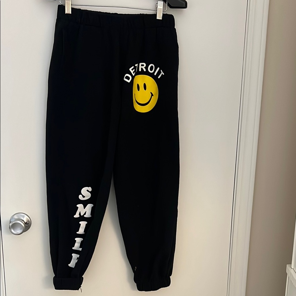 Black Joggers with Smile Print